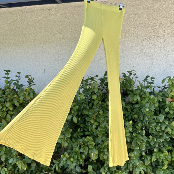 Simon Miller Saturn Flare Ribbed Knit Pants Cyrene Lime Green Size Small NWOT - Picture 7 of 8